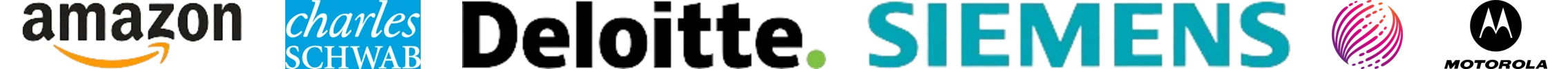 Amazon, Schwab, Deloitte, Siemens, Mindtree, Motorola